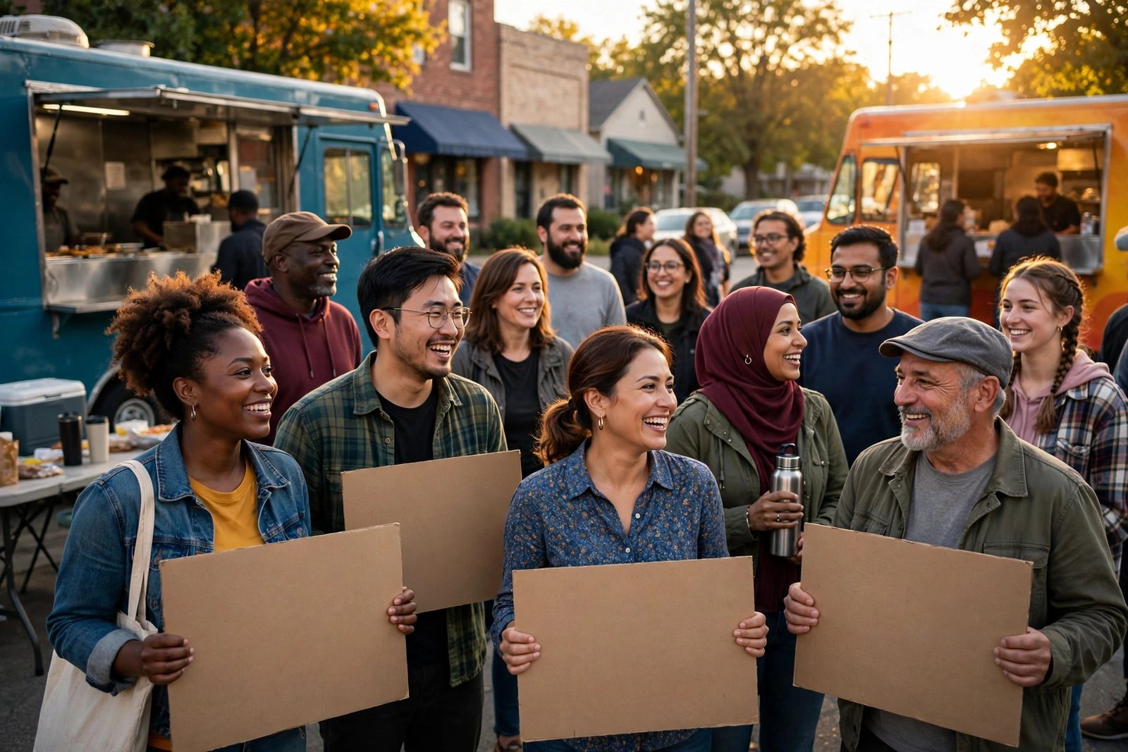 Community supporters gathered outdoors